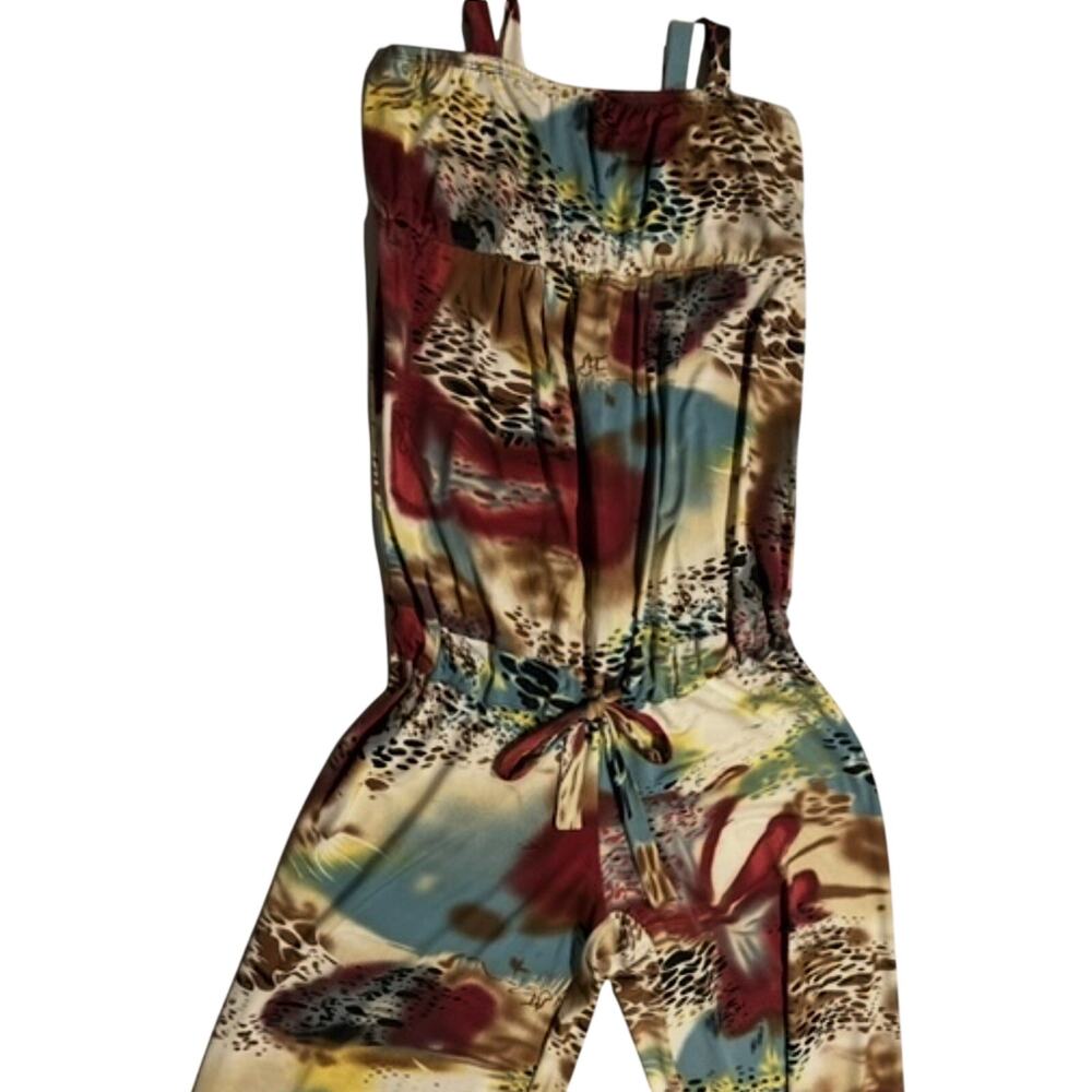 BillBao Women’s Size Med Boho Wide Leg Jumpsuit Animal Print Tropical Vacation - Picture 6 of 8